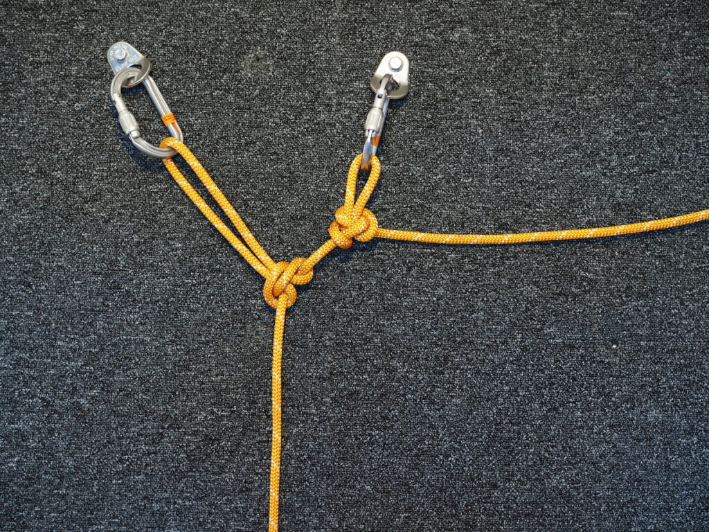 2 Alpine Butterfly knots used to create a Y-Hang