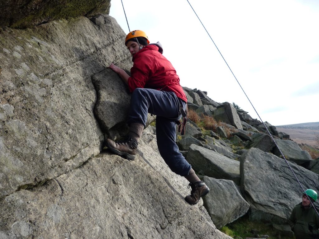 A climber on a rockface